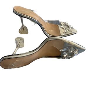Clear, slingback heels clear heel rhinestone Broach Sunburst size 9